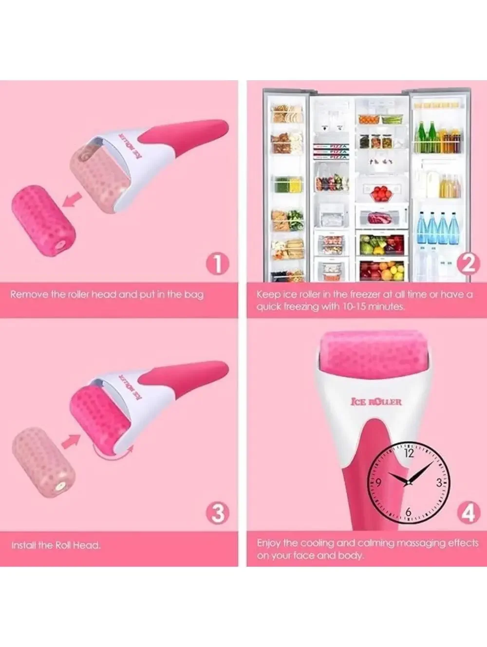 Ice Roller for Face, Eyes, Therapeutic Cooling For Acne Brighten Complexion Pink